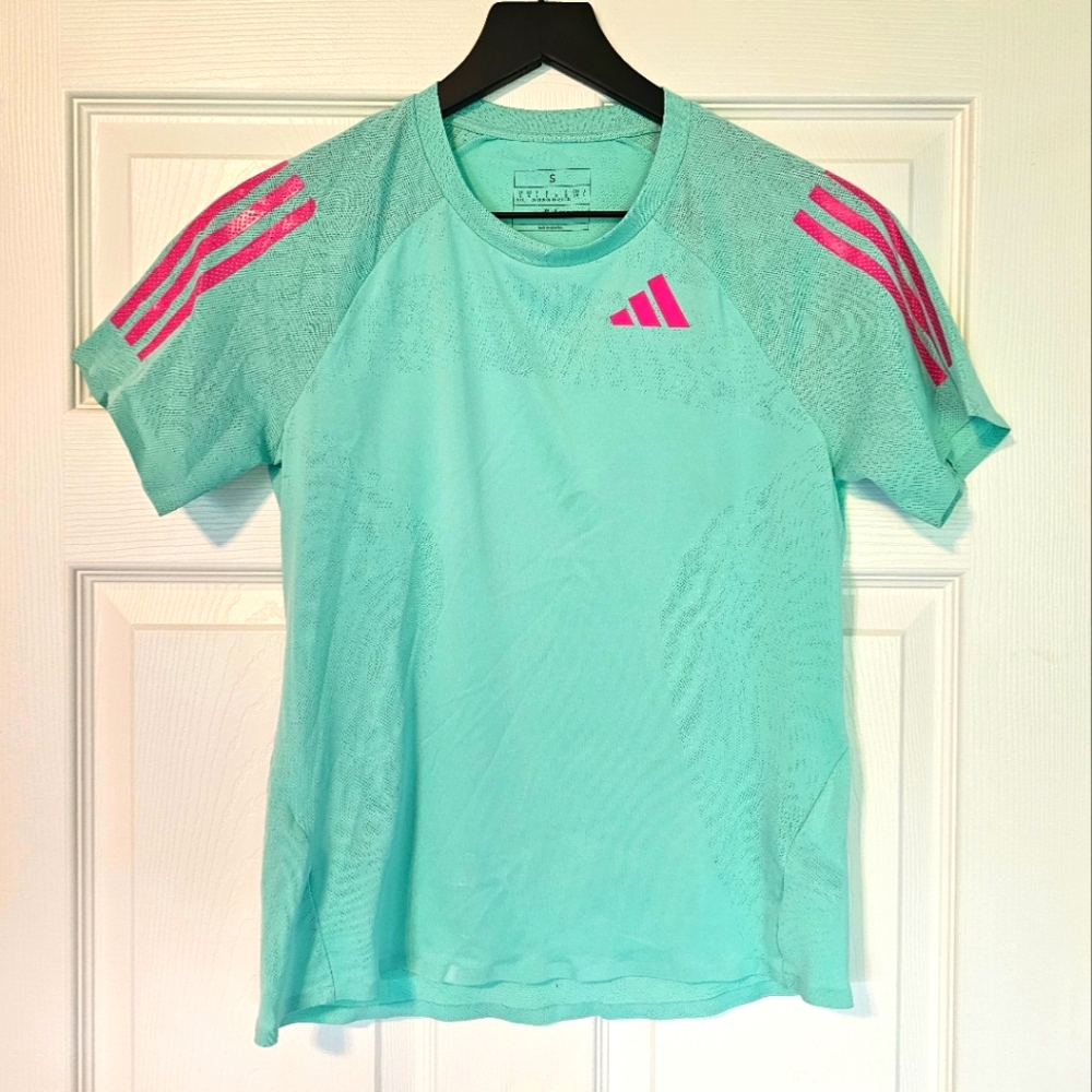 Adidas Women's Small Turquoise and Pink Tee